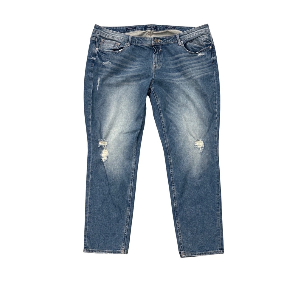 Vigoss The‎ Thompson Tomboy Distressed Relaxed Jeans Medium Wash Womens Size 22